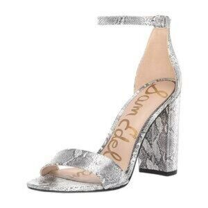 NWOB Sam Edelman’s Yaro Silver Snake Print Open Toe Leather Sandals 8.5 Medium